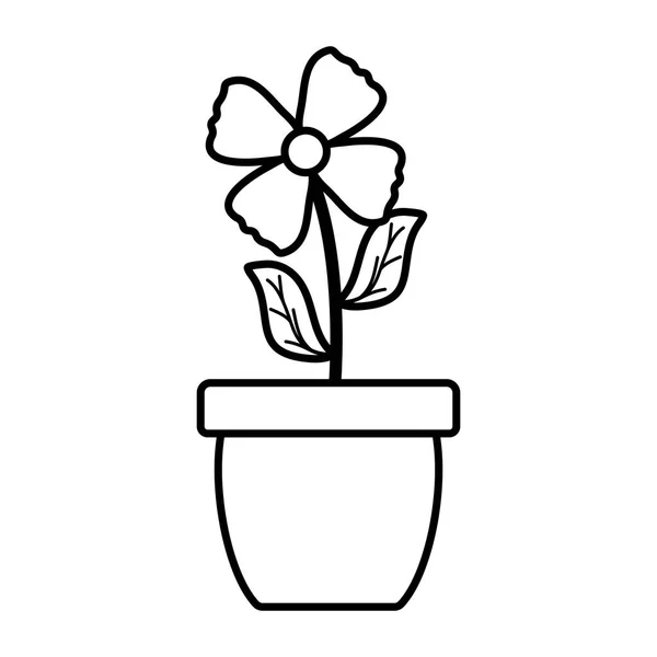 Lindo flor y hojas planta en maceta de cerámica — Vector de stock