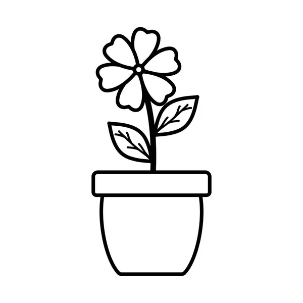 Lindo flor y hojas planta en maceta de cerámica — Vector de stock