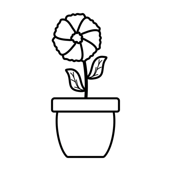 Lindo flor y hojas planta en maceta de cerámica — Vector de stock