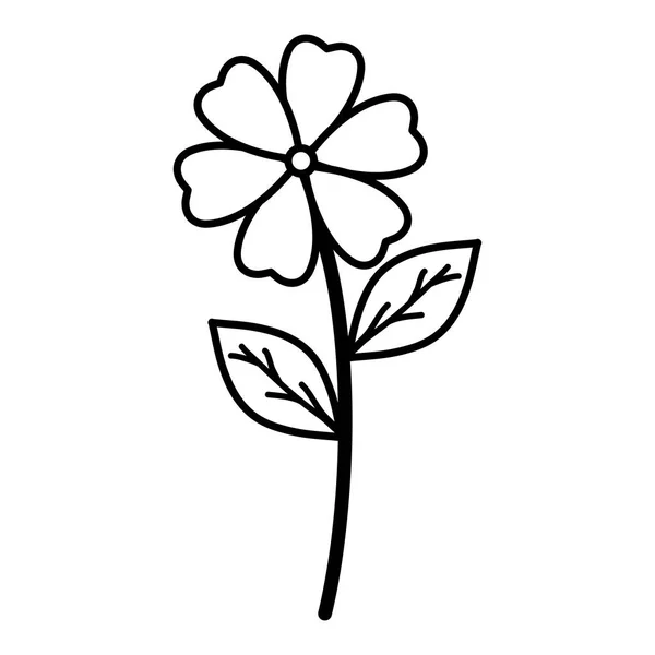 Милый цветок и листья садового растения декоративная икона — стоковый вектор