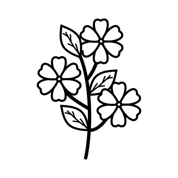 Милые цветы и листья садового растения икона — стоковый вектор