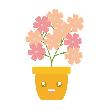 pot Kawaii karakter bahçe çiçekler bitki