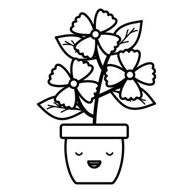 pot Kawaii karakter bahçe çiçekler bitki