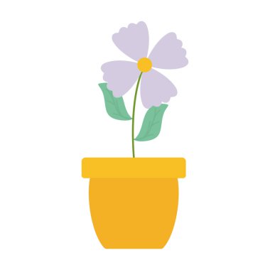 Seramik pot sevimli çiçek ve yaprakların bitki