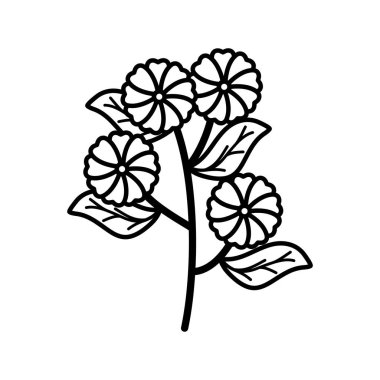 sevimli çiçekler ve yaprakların bahçe bitki dekoratif simge