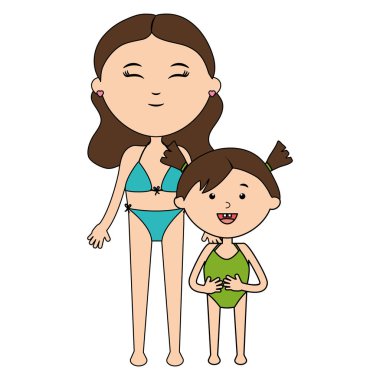 Mayo ve anne ile sevimli küçük kız