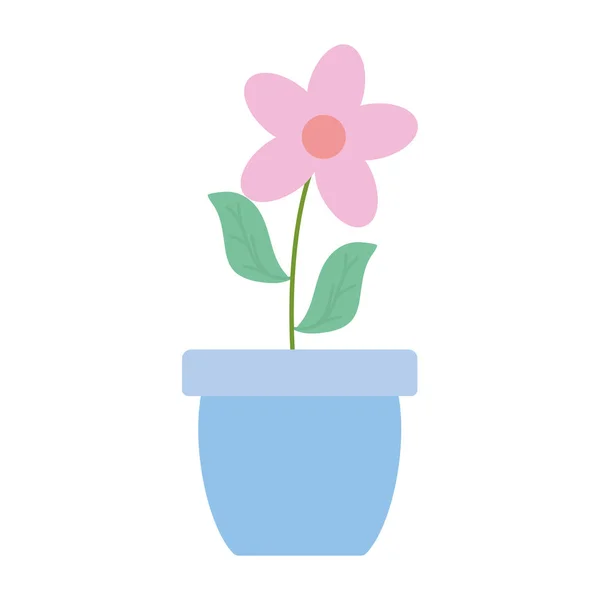 Bonito flor e folhas planta em vaso cerâmico — Vetor de Stock