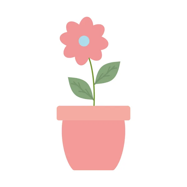 Bonito flor e folhas planta em vaso cerâmico — Vetor de Stock
