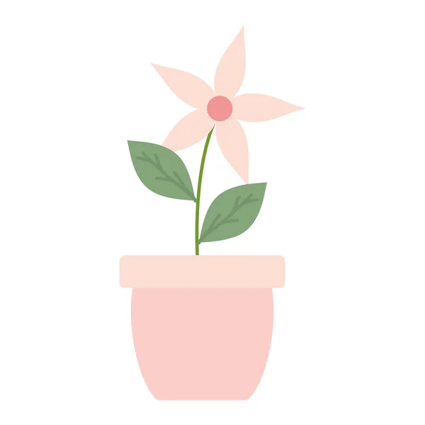 Simpatico fiore e foglie pianta in vaso di ceramica — Vettoriale Stock