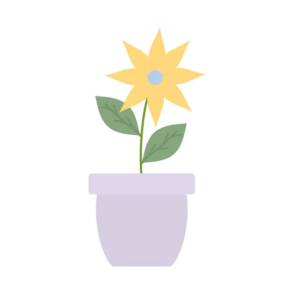 Bonito flor e folhas planta em vaso cerâmico —  Vetores de Stock