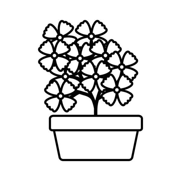 Blumengarten in quadratischer Keramiktopfdekoration — Stockvektor
