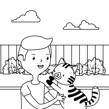 Kedi karikatür tasarımı ile çocuk