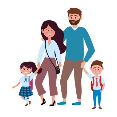 Çocuklar okul tasarımına gidiyor ile ebeveynler