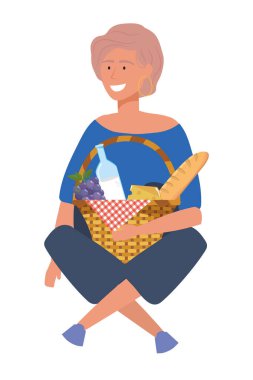 Kadın karikatür sahip piknik tasarım