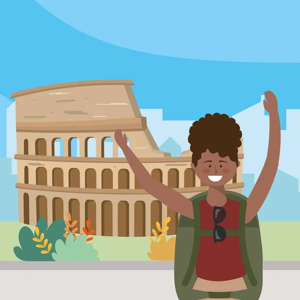 Monumento al Coliseo en Roma diseño — Vector de stock