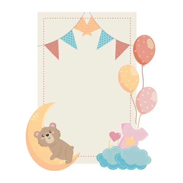 Symbole de douche de bébé et conception d'ours — Image vectorielle