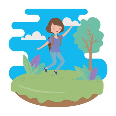 Genç kız karikatür tasarım vector Illustrator