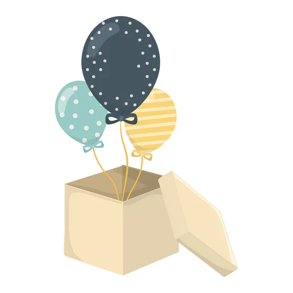 Isolerade part ballonger inuti Box design — Stock vektor