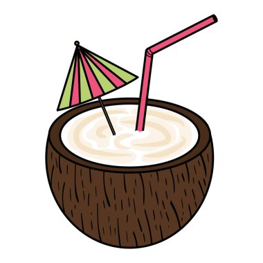 Tropikal Hindistan cevizi kokteyl simge yaz