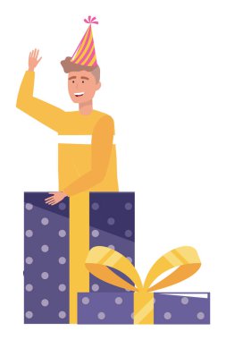 Adam karikatür içinde hediye tasarım