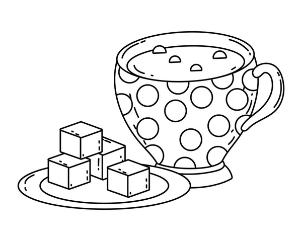 Caffè tazza e zucchero cubo vettoriale design — Vettoriale Stock