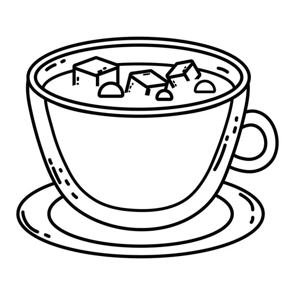 Coffee cup and sugar cube vector design — Stock Vector