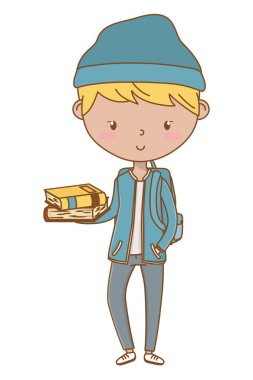 Genç çocuk karikatür tasarım vector Illustrator