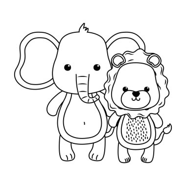 Fil ve aslan karikatür tasarımı