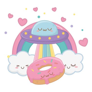 İzole Kawaii karikatür tasarım vektör illüstrasyon