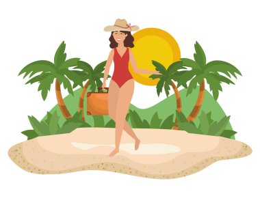 Yüzme giyim tasarımı ile kız