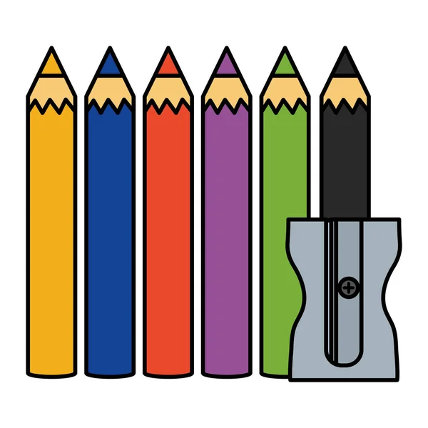 Conjunto de lápis de cores e apontador — Vetor de Stock
