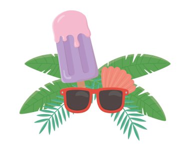 Yaz ve tatil simgesi set tasarım