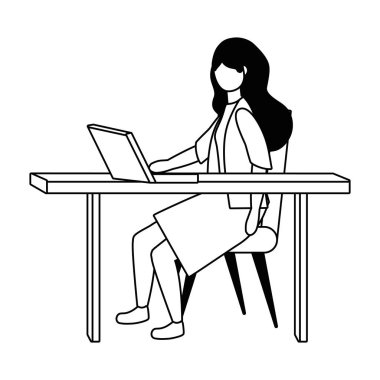 İş kadını avatar karikatür tasarım vector Illustrator
