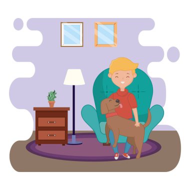 Köpek karikatür tasarımı ile çocuk