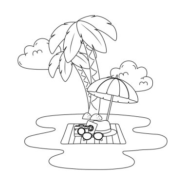 Plaj nesneleri karikatür tatil yaz