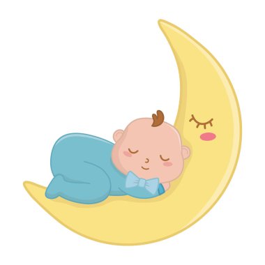 Bebek ay vektör illüstrasyon uyku