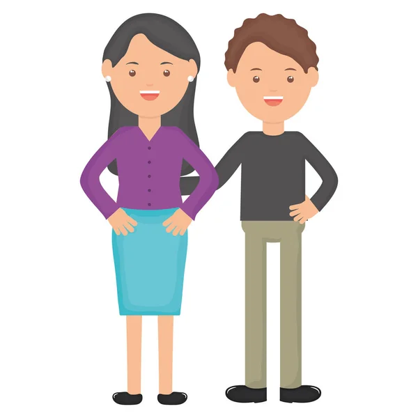Jeunes enseignants couples personnages de l'éducation — Image vectorielle