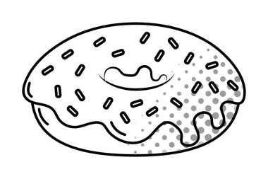 donut simgesi karikatür siyah beyaz