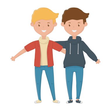 Genç arkadaşlar tasarım vektör illüstrasyon