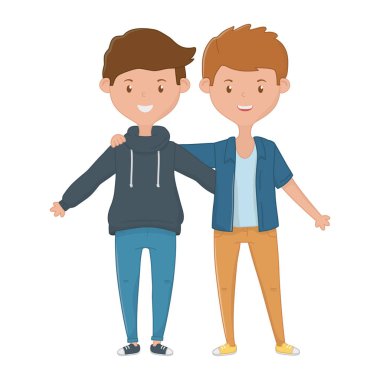 Genç arkadaşlar tasarım vektör illüstrasyon