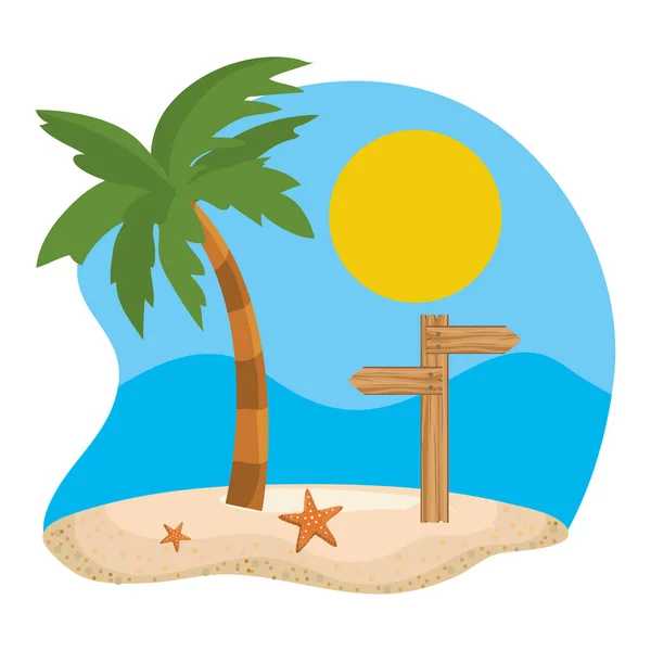 Pálmafa és nyári ikonkészlet kialakítás — Stock Vector