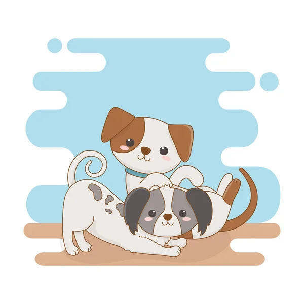 Lindo poco perros mascotas personajes — Archivo Imágenes Vectoriales