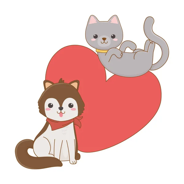 Design de desenhos animados para cães e gatos isolados —  Vetores de Stock