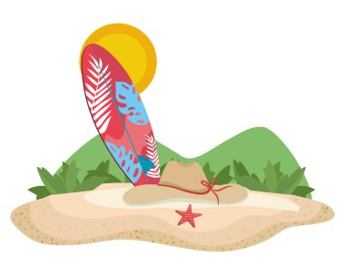 Yaz ve tatil simgesi set tasarım