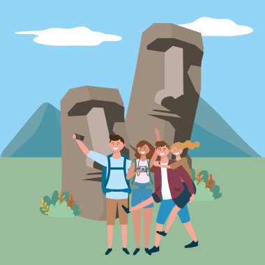 Paskalya Adası Tasarım Moai heykeli