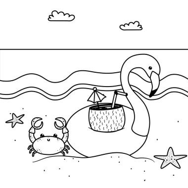 Yaz ve tatil simgesi set tasarım