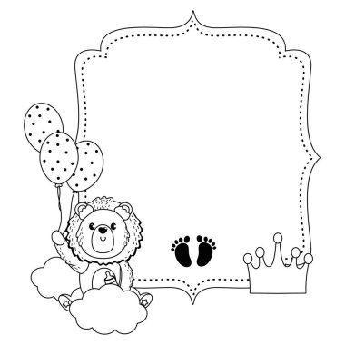 Aslan ve bebek sembolü tasarım duş