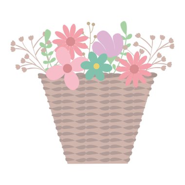 çiçek bahçesi ile etnik saman sepeti