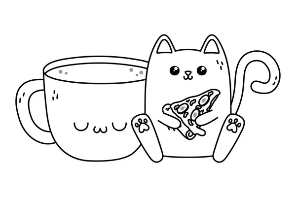 Kawaii de diseño de dibujos animados para gatos — Vector de stock