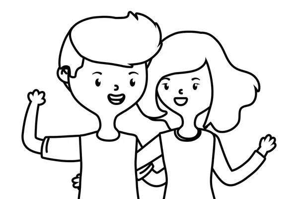 ティーンエイジャーの男の子と女の子の漫画のデザイン — ストックベクタ